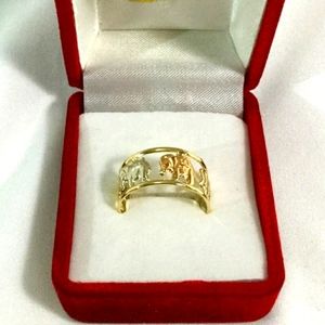 🌟 18K White Yellow Rose Gold Ring Elephants